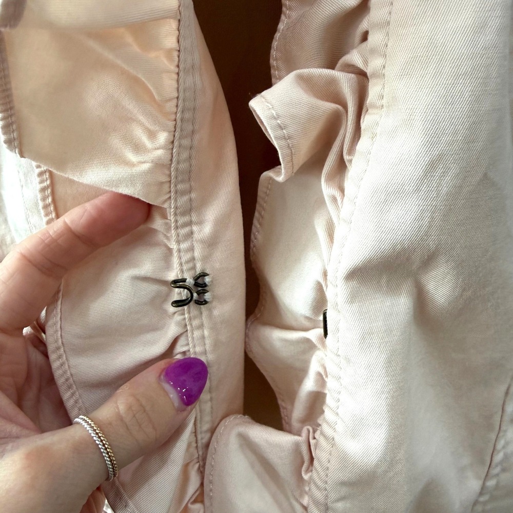 Talbots Peach Pink Ruffle Jacket Blazer 16WP Cottagecore Romantic Chic Plus Size - Picture 4 of 8